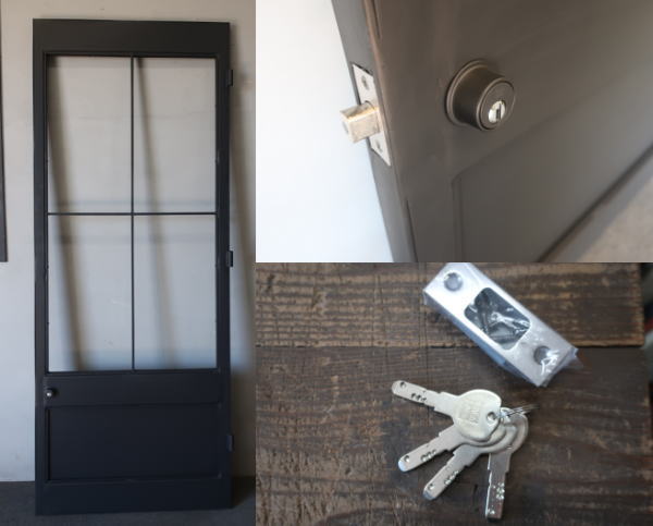 ブラックアイアンドア シリンダー錠付き